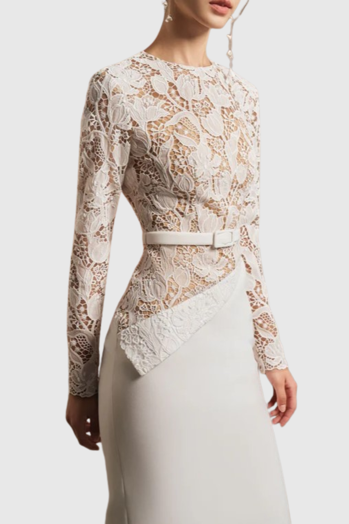 Kaveri Lace Belted Midi Dress