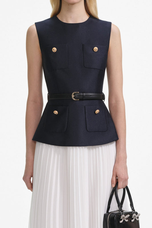 Kayele Sleeveless Belted Chiffon Midi Dress