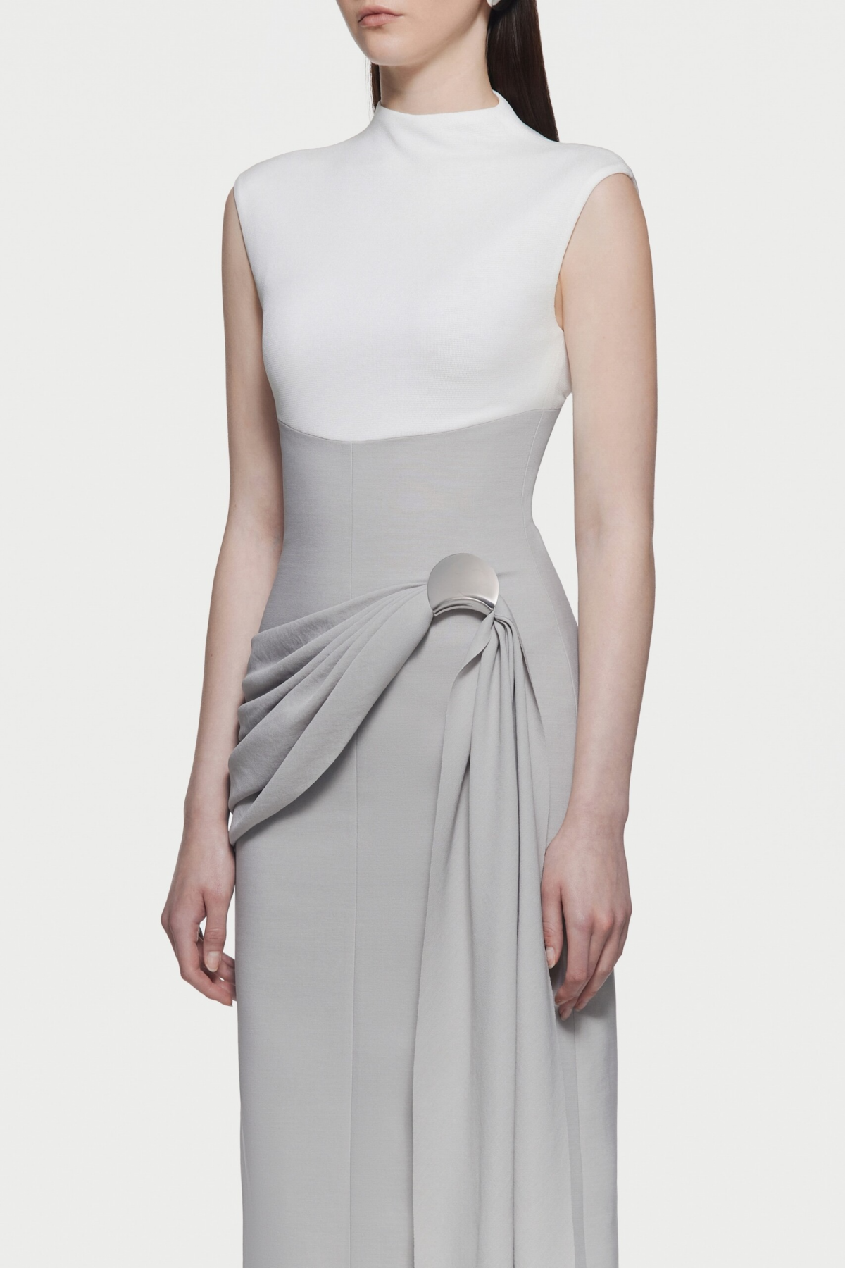 Kayra Sleeveless Draped Maxi Dress - Grey