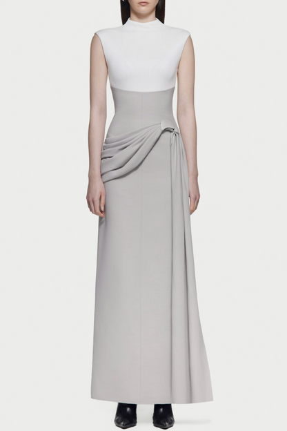 Kayra Sleeveless Draped Maxi Dress - Grey