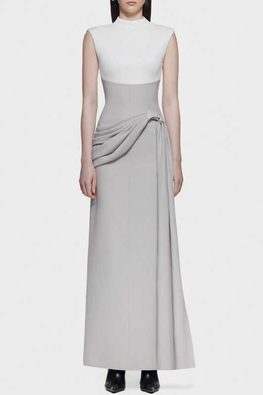 Kayra Sleeveless Draped Maxi Dress - Grey