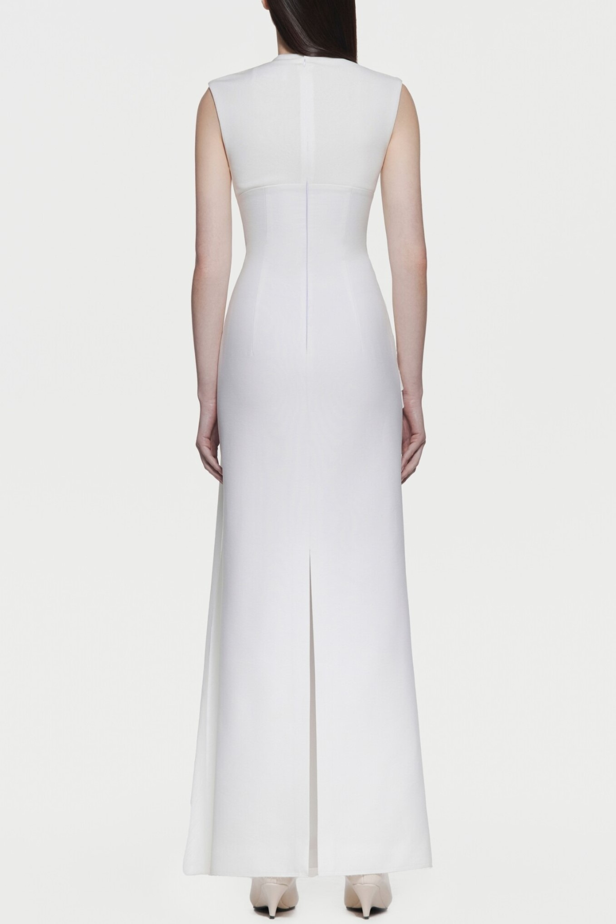 Kayra Sleeveless Draped Maxi Dress - White