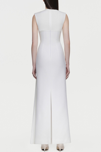 Kayra Sleeveless Draped Maxi Dress - White
