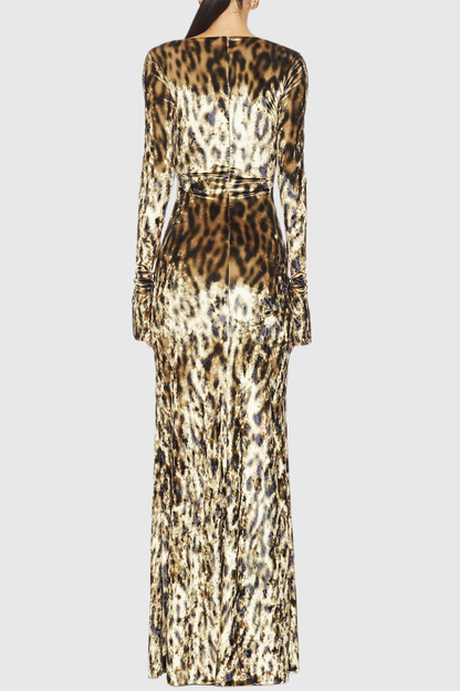 Kaysen Leopard Velvet Maxi Dress