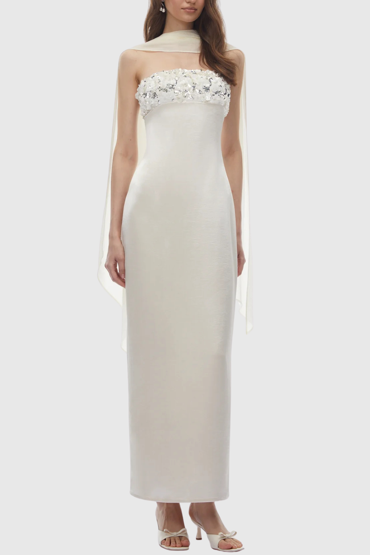 Keega Sequin Strapless Scarf Maxi Dress