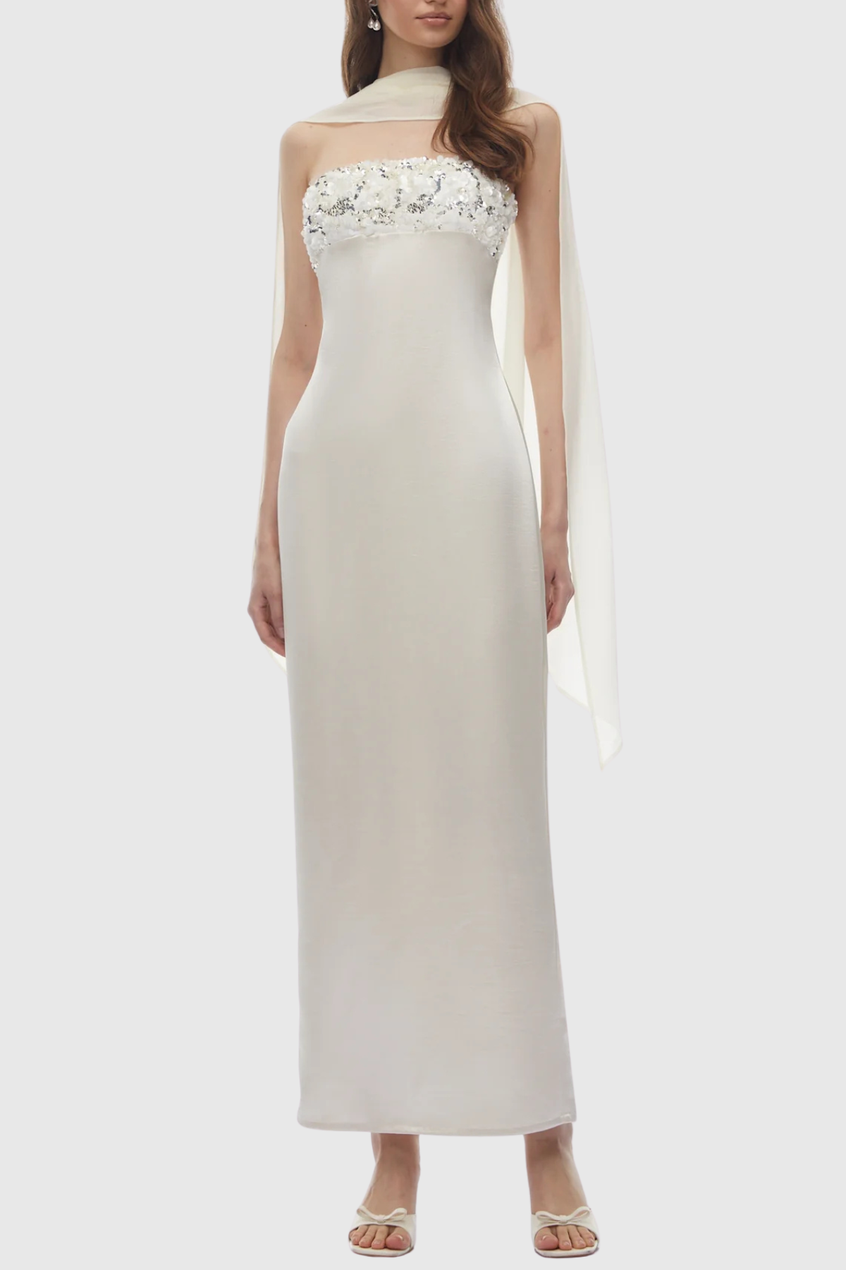 Keega Sequin Strapless Scarf Maxi Dress