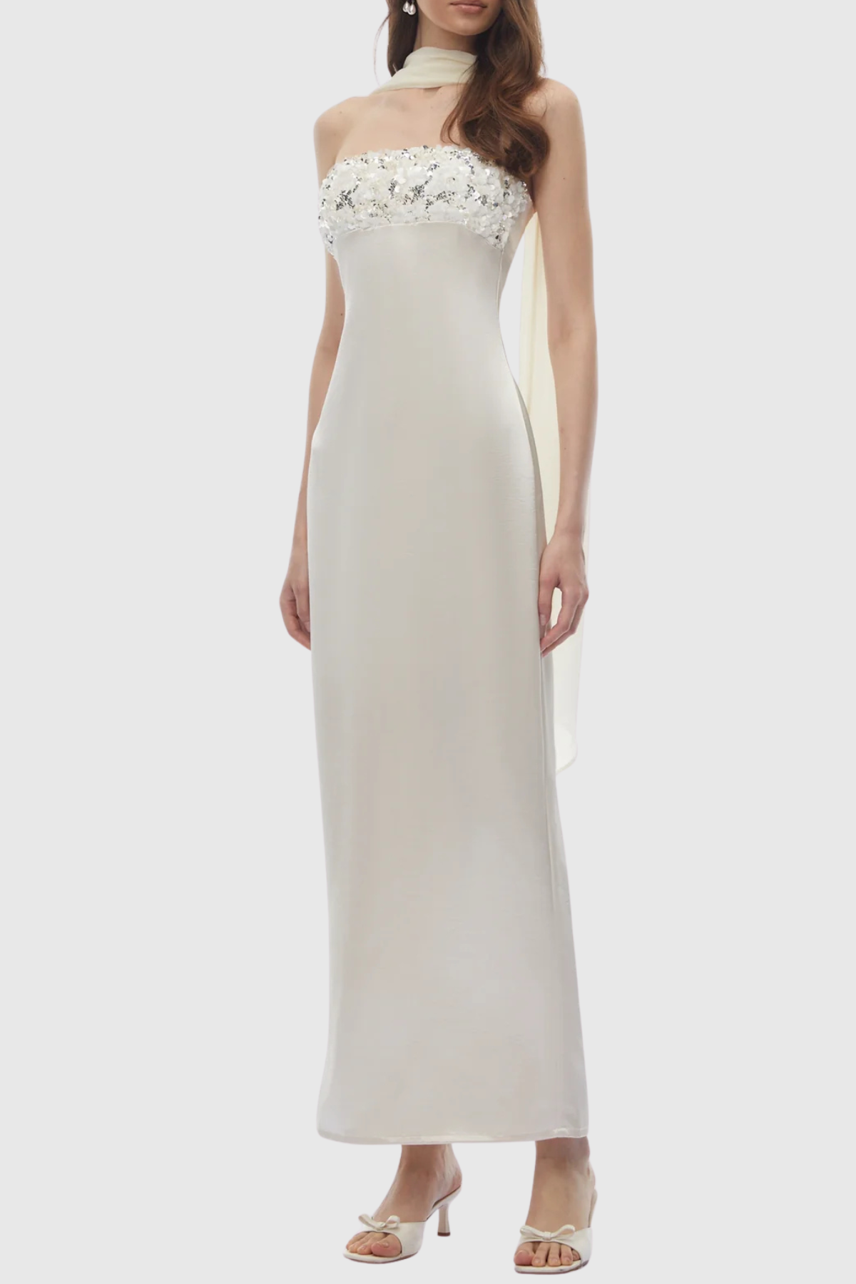 Keega Sequin Strapless Scarf Maxi Dress
