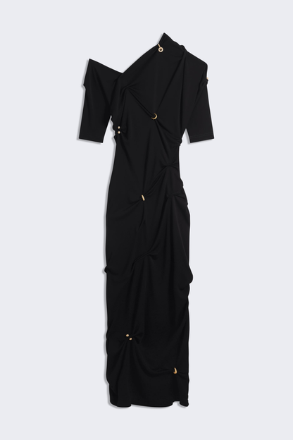 Kenjra Ruched Piercings Midi Dress - Black