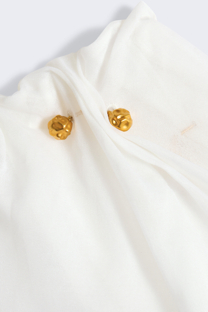 Kenjra Ruched Piercings Midi Dress - White