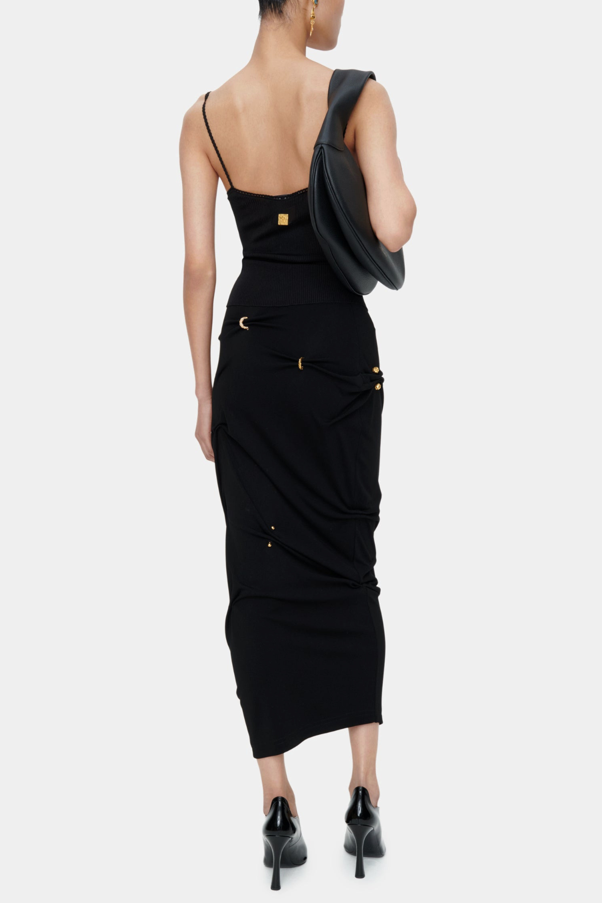 Kenjra Ruched Piercings Midi Skirt