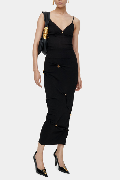 Kenjra Ruched Piercings Midi Skirt