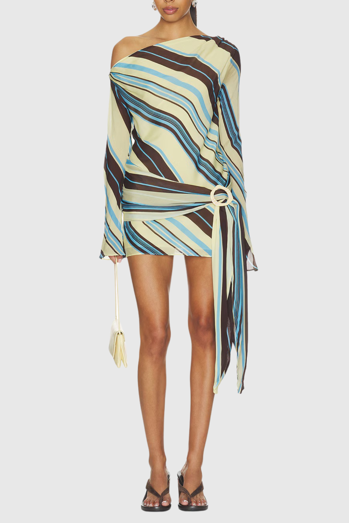 Kennedia Off Shoulder Stripe Mini Dress