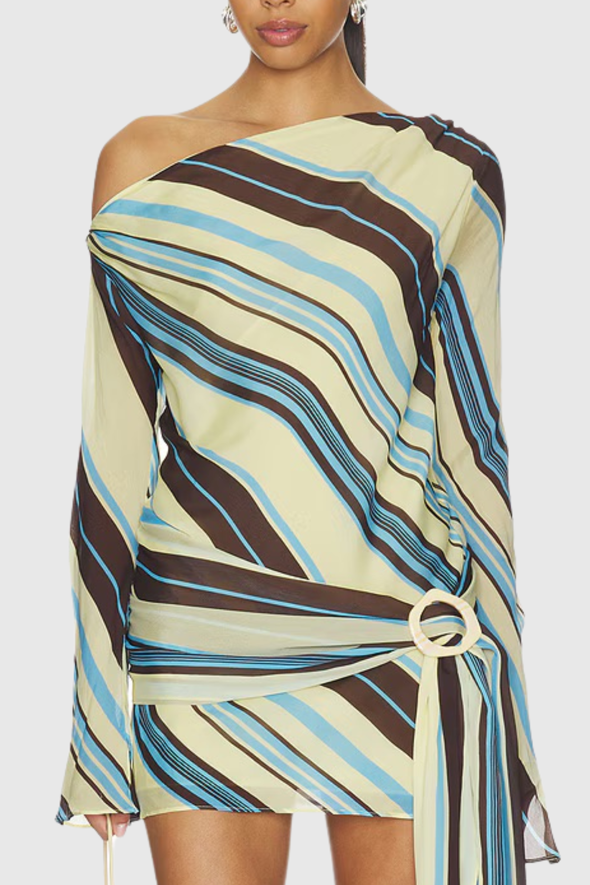 Kennedia Off Shoulder Stripe Mini Dress