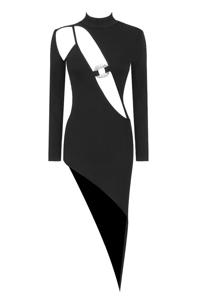 Kennedy Asymmetric Cut-out Ribbed Dress
