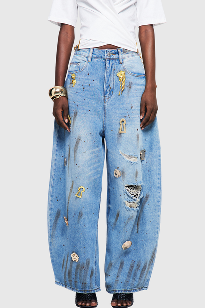 Kensia Embellished Baggy Jeans