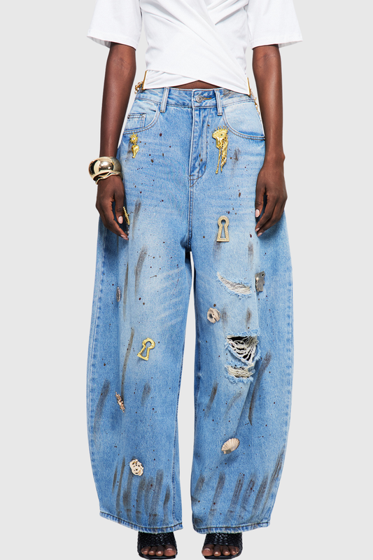 Kensia Embellished Baggy Jeans