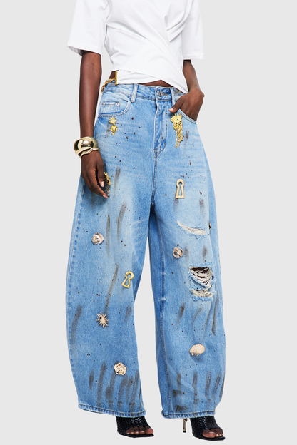 Kensia Embellished Baggy Jeans