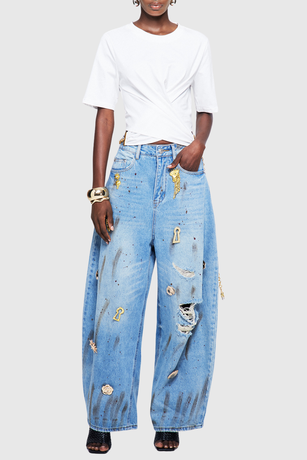 Kensia Embellished Baggy Jeans