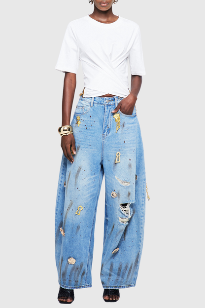 Kensia Embellished Baggy Jeans