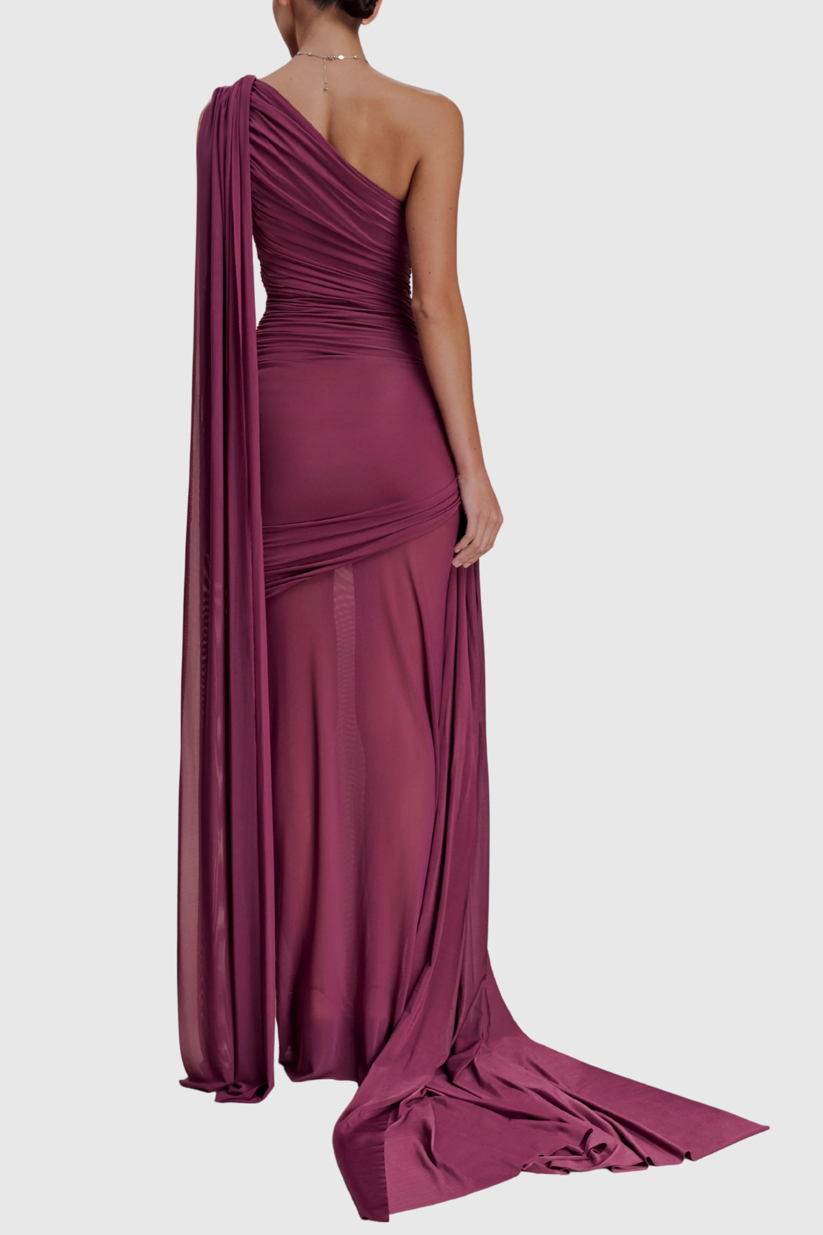 Kerra One Shoulder Ruched Maxi Dress - Purple