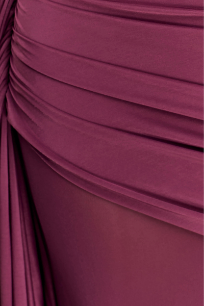 Kerra One Shoulder Ruched Maxi Dress - Purple
