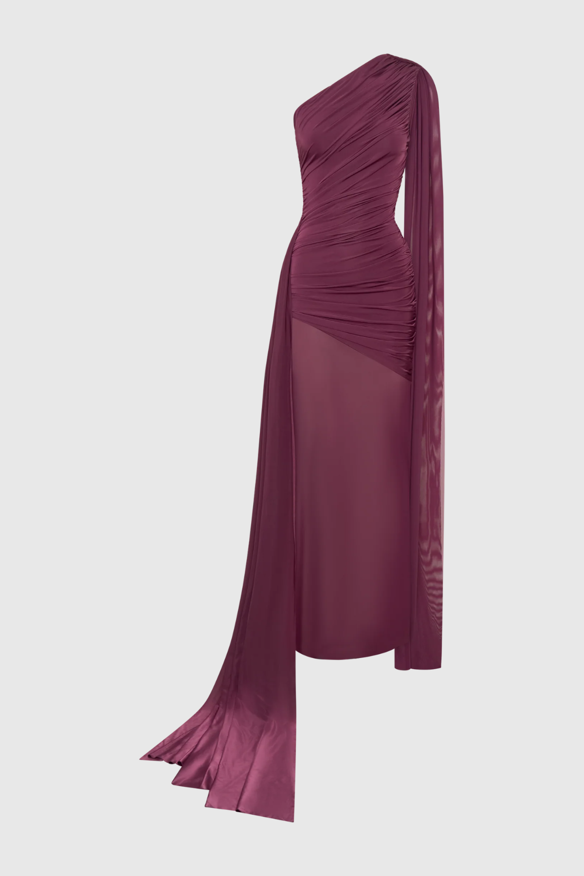 Kerra One Shoulder Ruched Maxi Dress - Purple