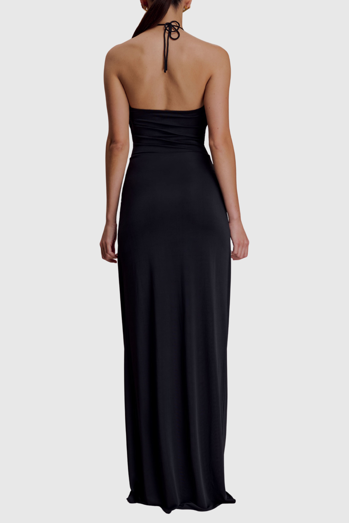 Kesar Halted Metal Embellished Maxi Dress - Black