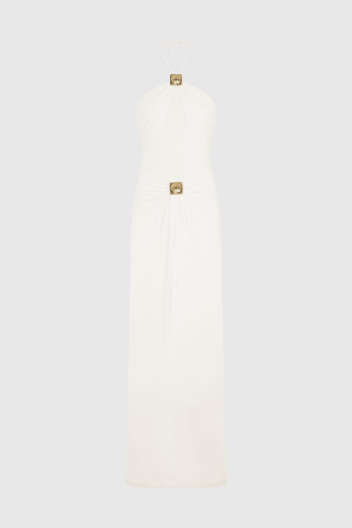 Kesar Halted Metal Embellished Maxi Dress - White