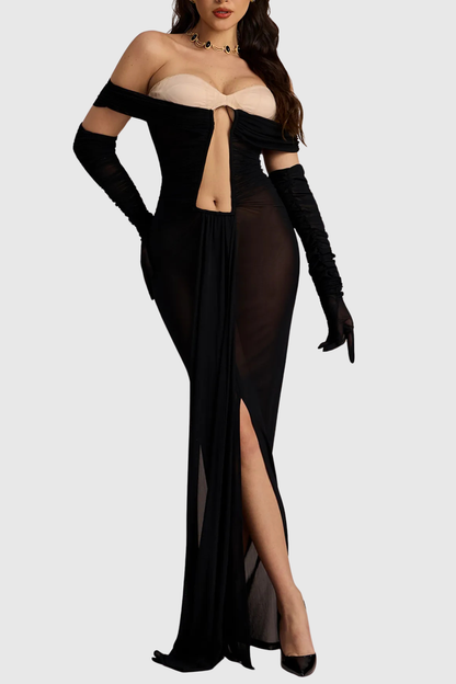 Kesia Off Shoulder Keyhole Maxi Dress