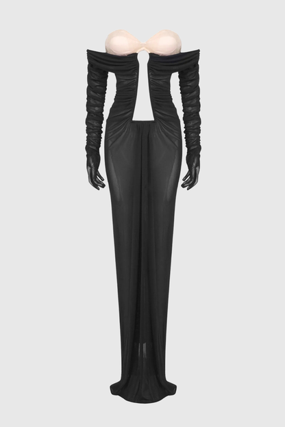 Kesia Off Shoulder Keyhole Maxi Dress