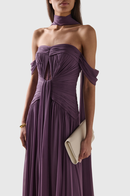 Kethel Off Shoulder Ruched Maxi Dress
