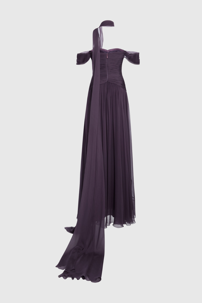 Kethel Off Shoulder Ruched Maxi Dress