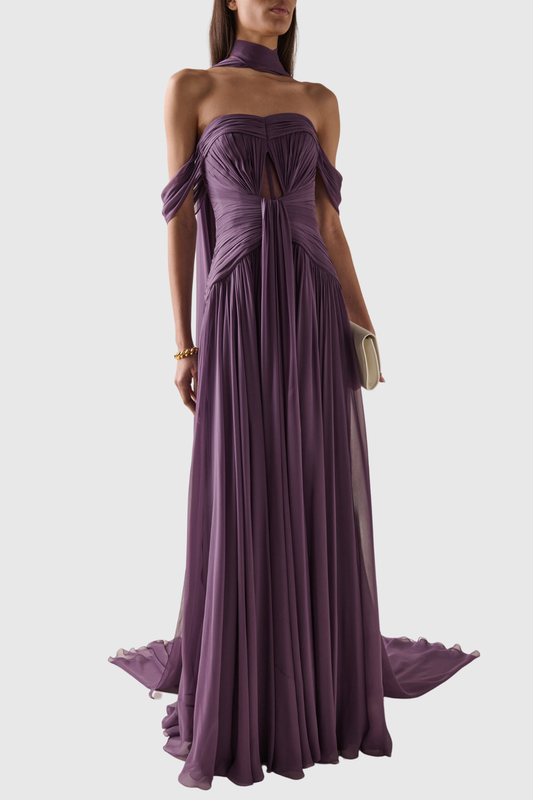 Kethel Off Shoulder Ruched Maxi Dress