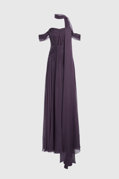 Kethel Off Shoulder Ruched Maxi Dress