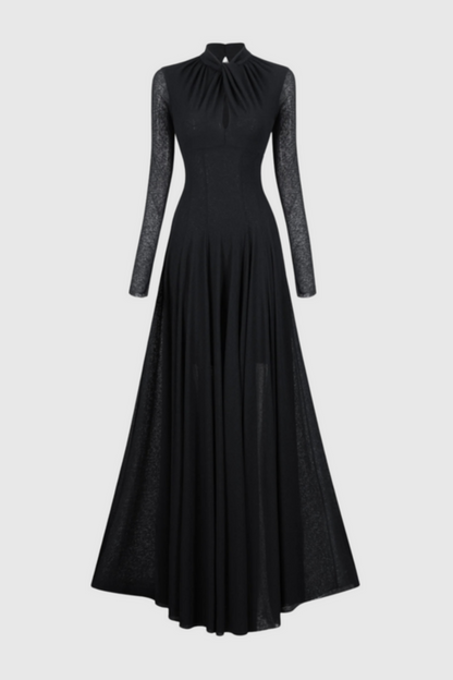 Khadia Twist Long Sleeve Maxi Dress - Black