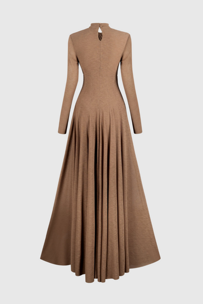 Khadia Twist Long Sleeve Maxi Dress - Khaki