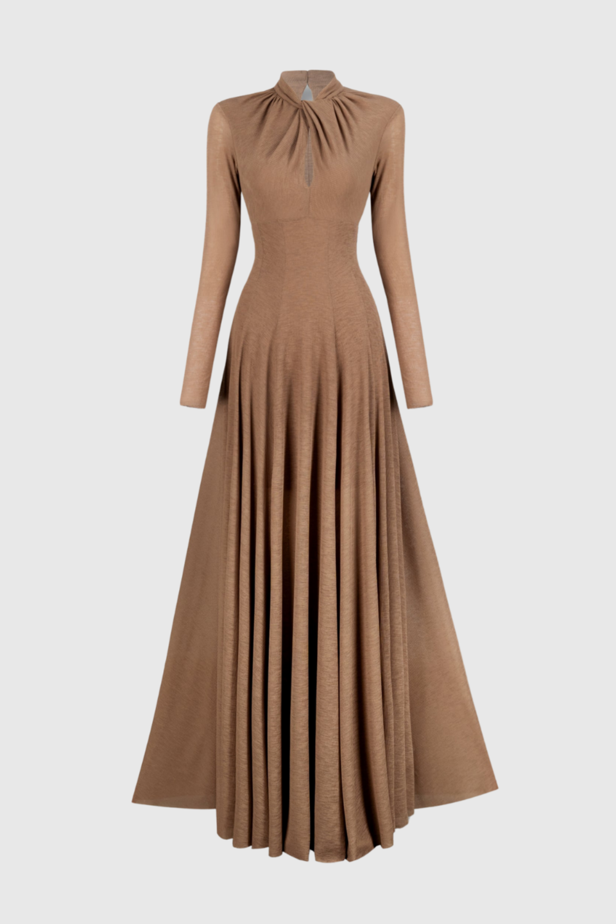 Khadia Twist Long Sleeve Maxi Dress - Khaki
