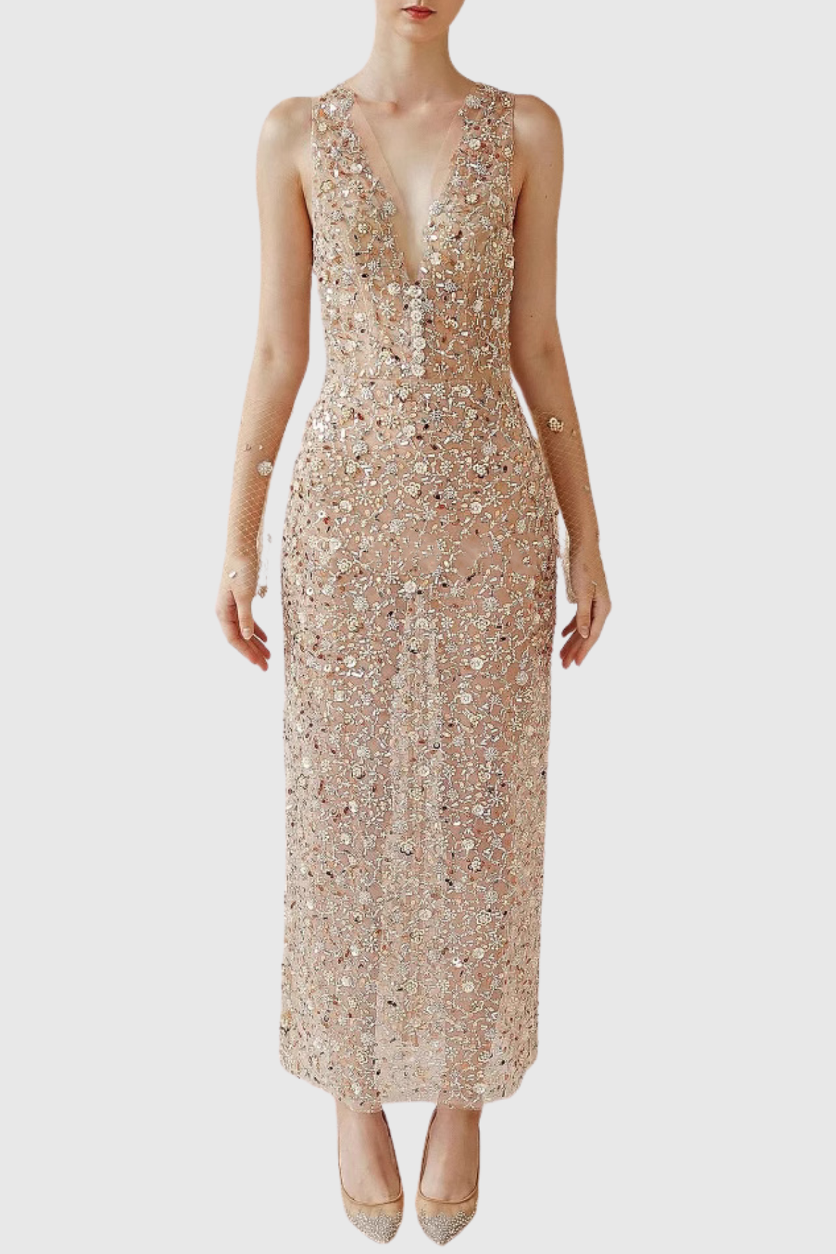 Kicolo Floral Embroidery Midi Dress