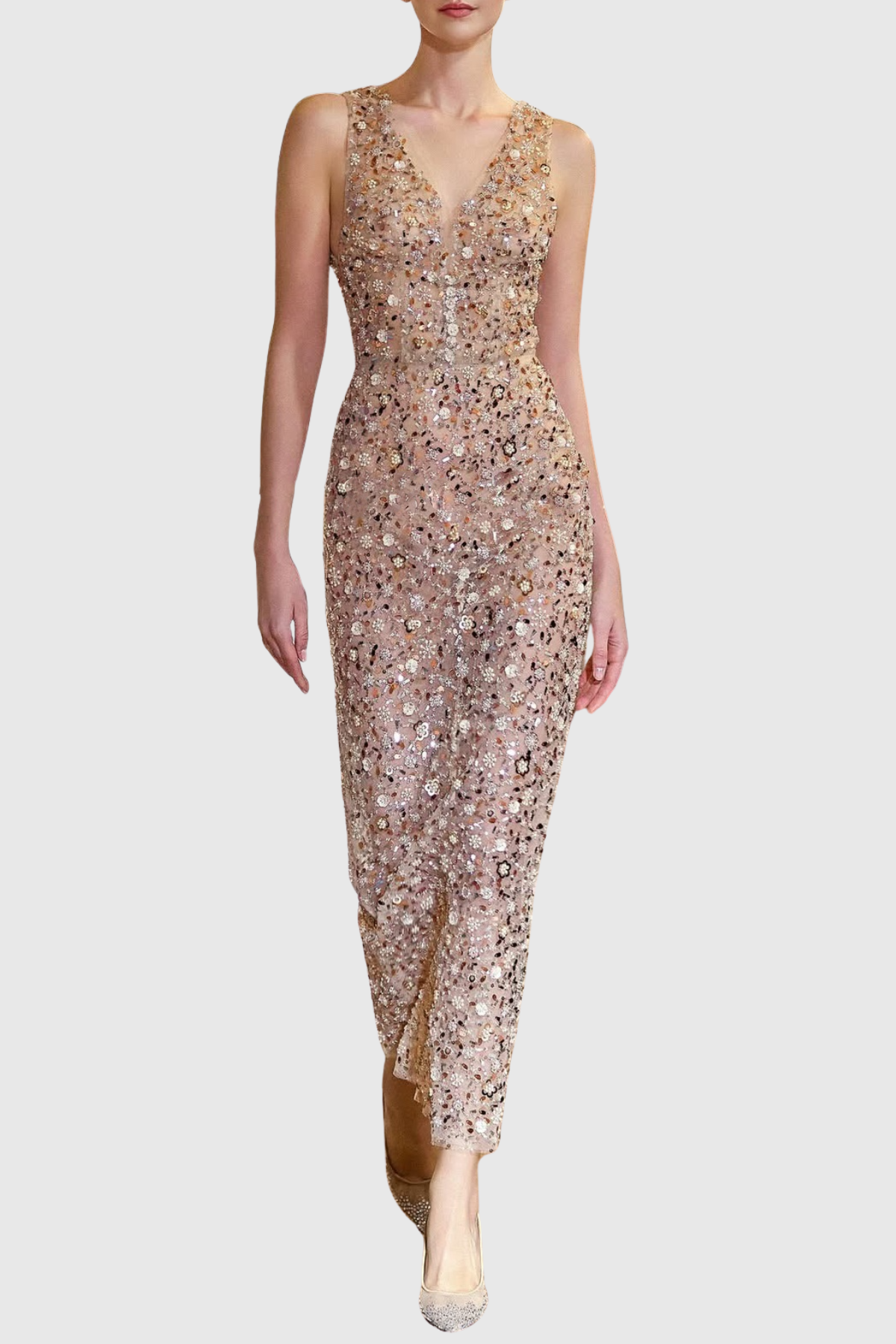 Kicolo Floral Embroidery Midi Dress