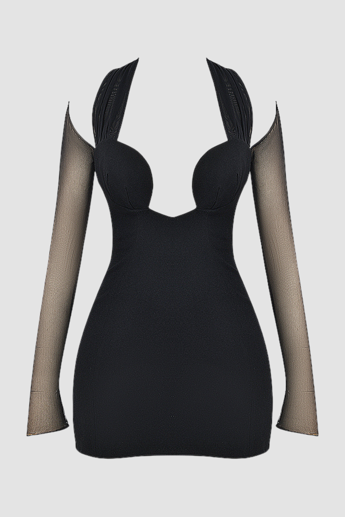 Kieran Halter Plunge Mesh Mini Dress