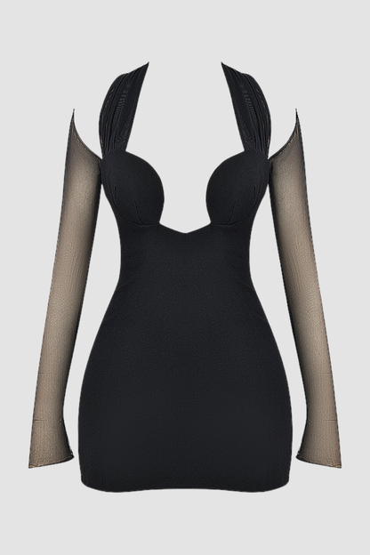 Kieran Halter Plunge Mesh Mini Dress