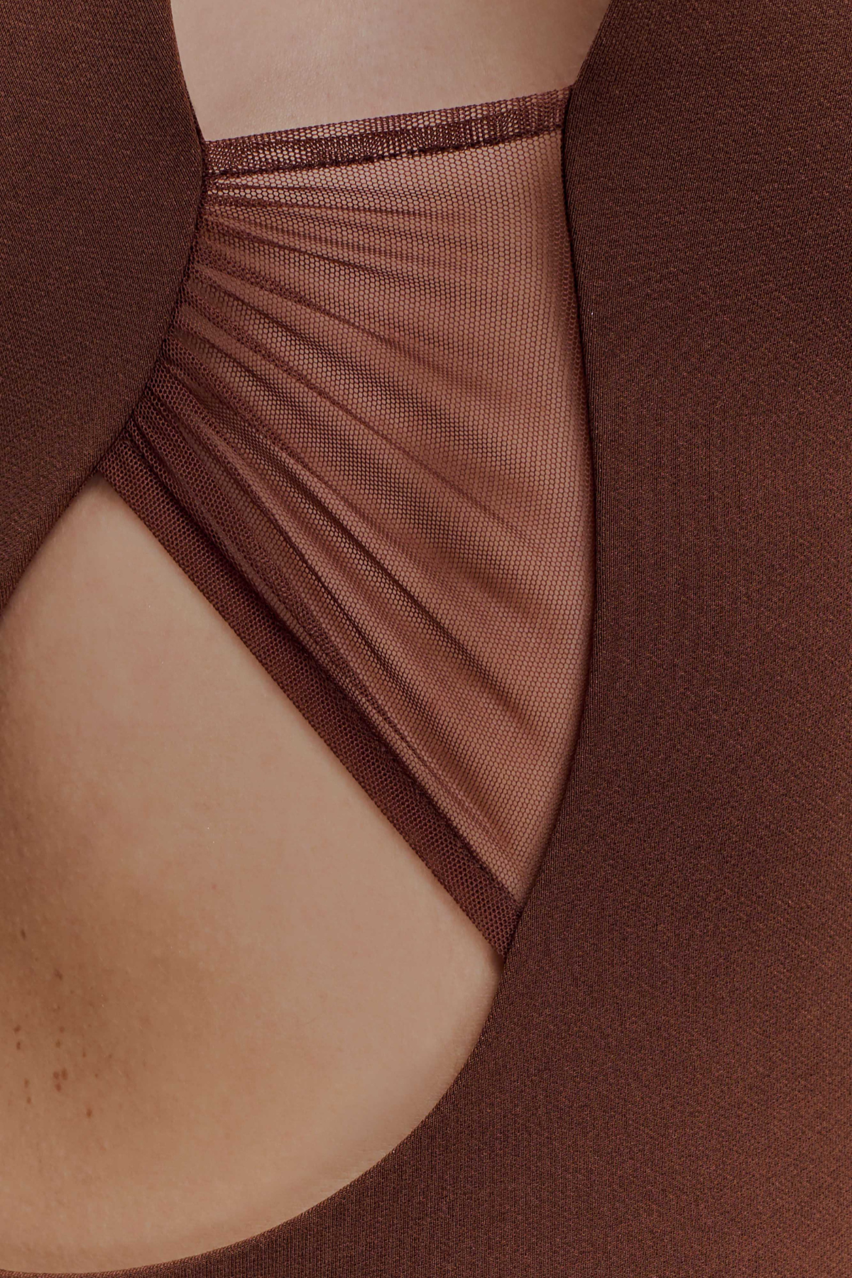 Kimba Halter Cutout Mesh Maxi Dress -  Chocolate