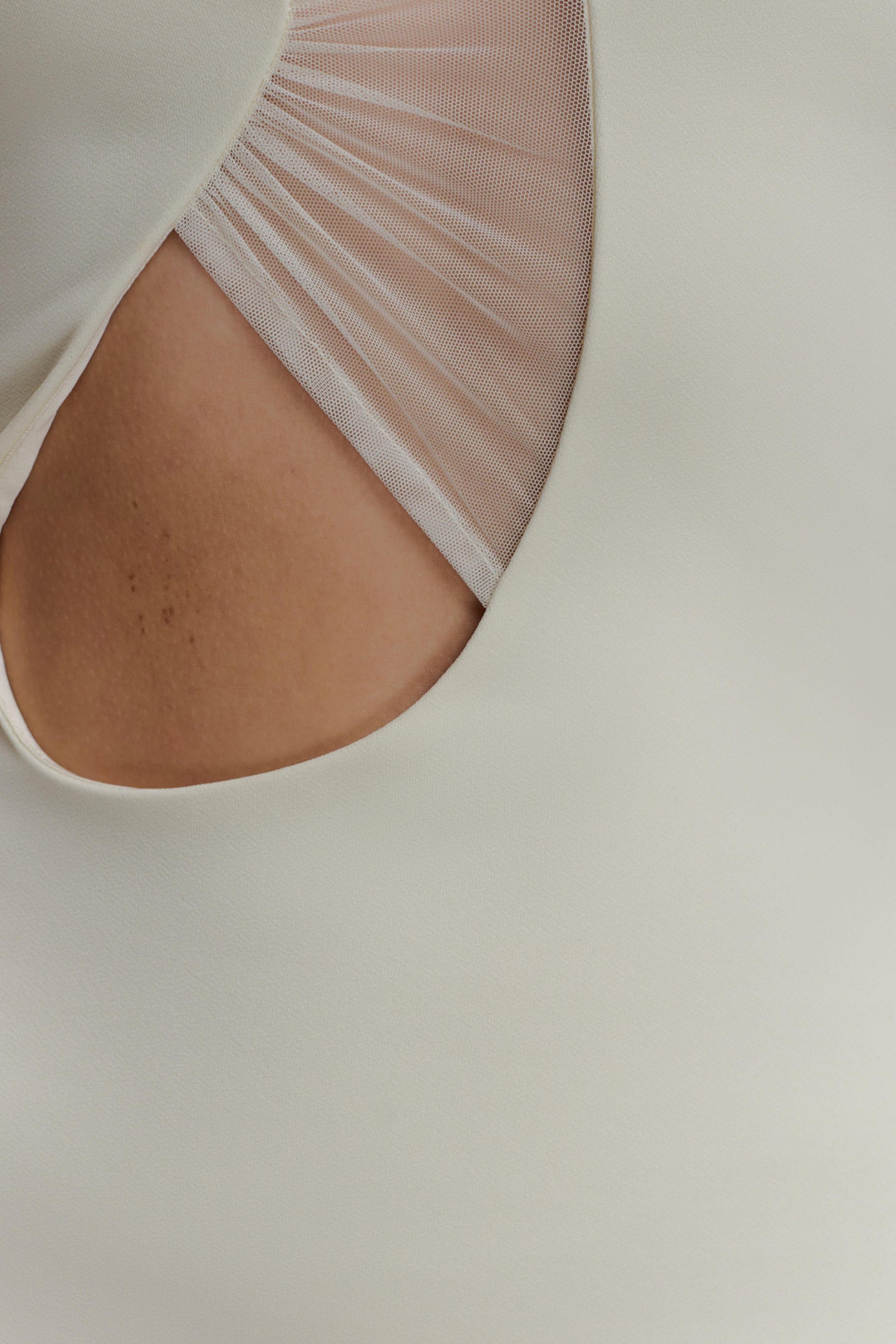 Kimba Halter Cutout Mesh Maxi Dress -  White