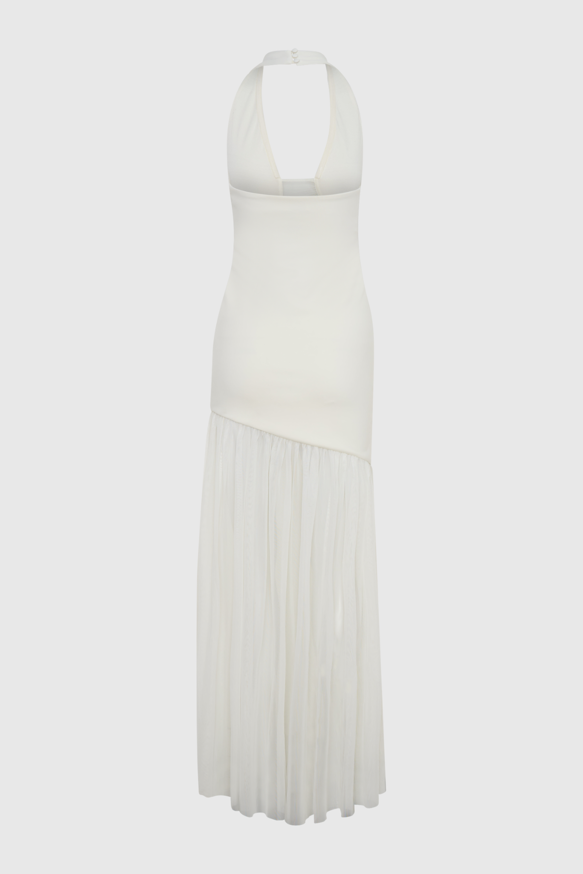 Kimba Halter Cutout Mesh Maxi Dress -  White