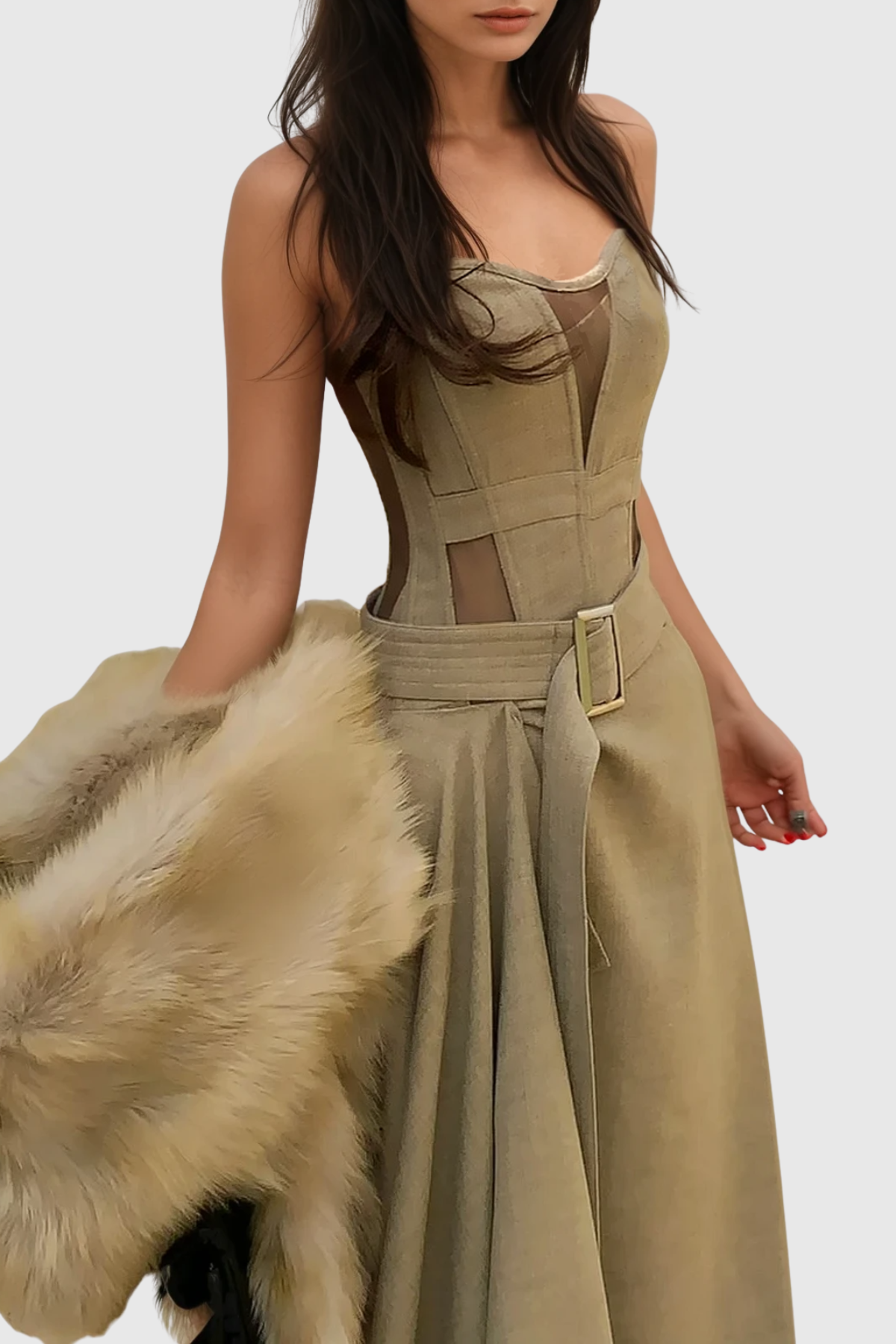 Kinaya Strapless Belted Maxi Dress