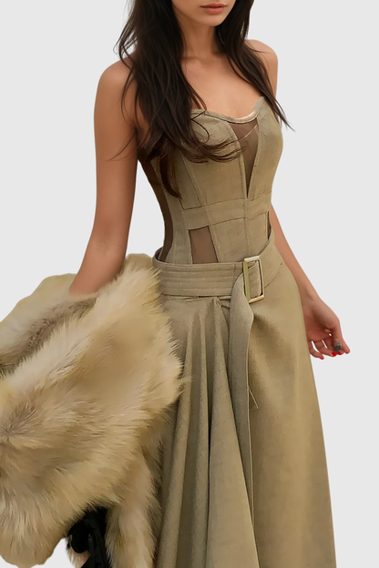 Kinaya Strapless Belted Maxi Dress