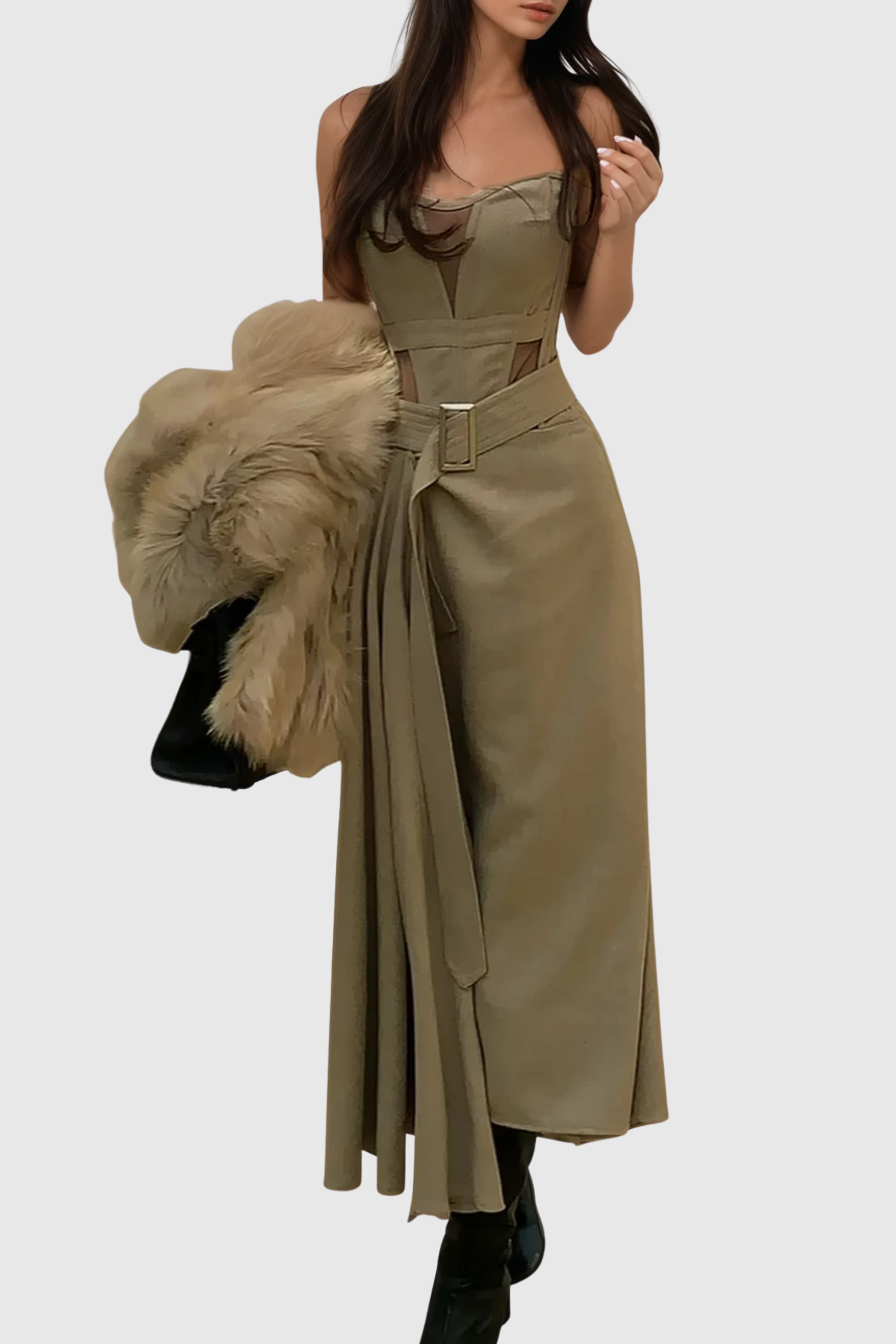 Kinaya Strapless Belted Maxi Dress