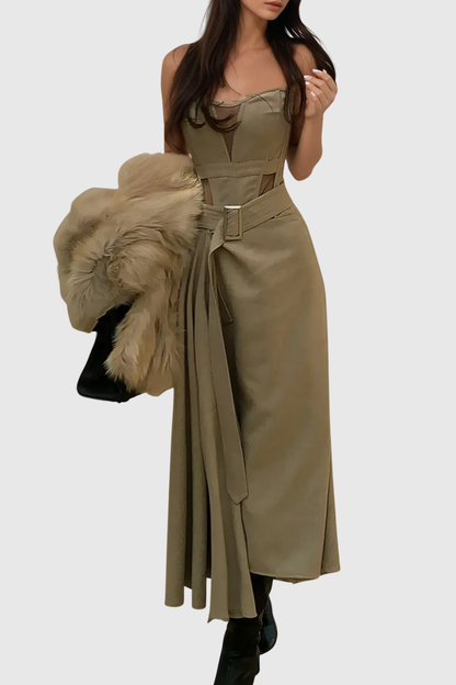 Kinaya Strapless Belted Maxi Dress