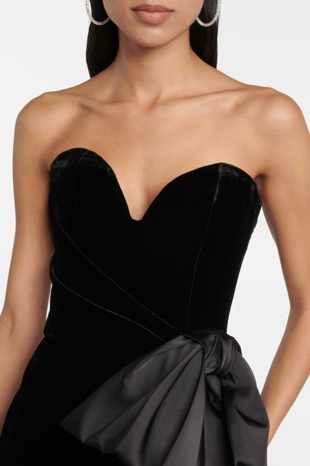 Kionna Velvet Bow-detail Split Midi Dress