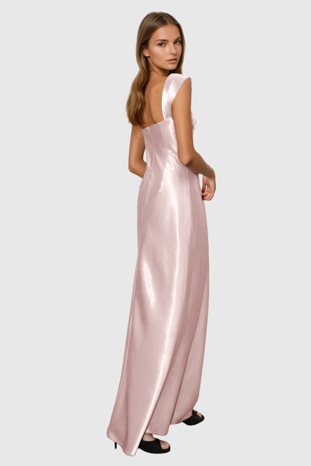 Kirana Crystal Embellished Satin Maxi Dress - Pink